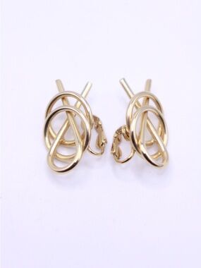 Vintage Sarah Coventry Gold Tone Interlocking abstract loop Drop Earrings